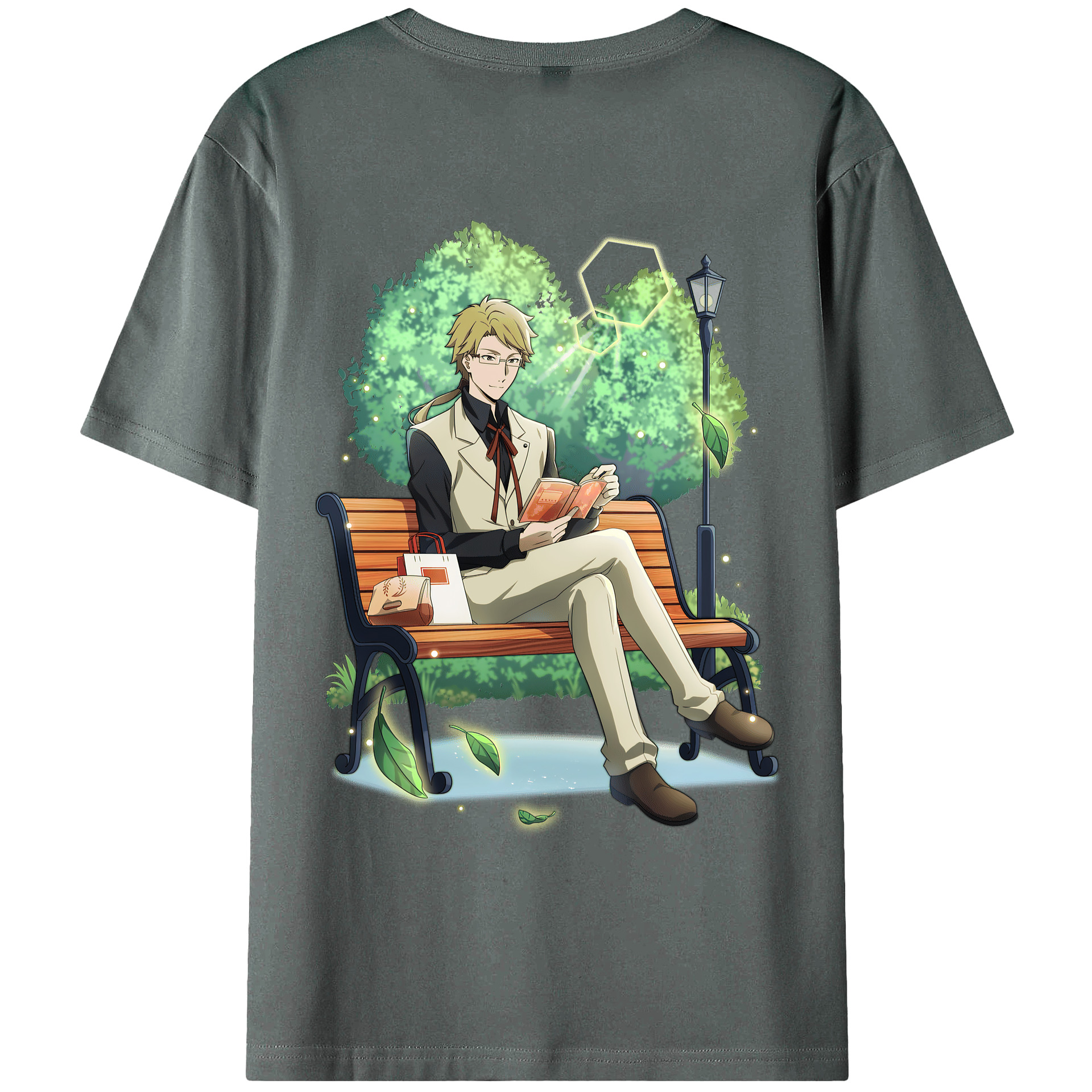（画像用） 文豪ストレイドッグス Bungo Stray Dogs 綿100％ メンズ半袖Tシャツ（バックプリント） 通気性